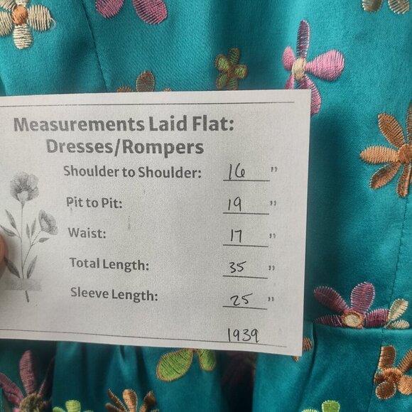 Vintage Y2K Rampage Teal Embroidered Flower Satin Belted Jacket Size L - Picture 7 of 7